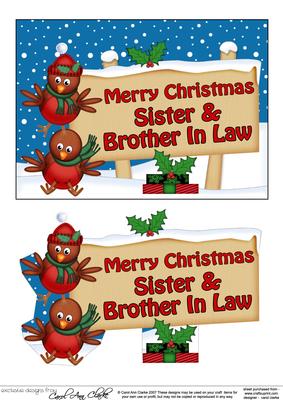 Xmas Sister & Brother in Law Robins Signpost 5x7 Decoupage