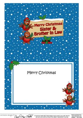 Xmas Sister & Brother in Law Robins Signpost 5x7 Insert