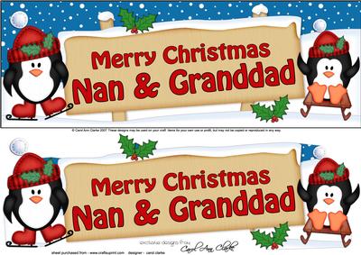 Xmas Nan & Granddad Penguins Signpost Large Dl Easicut Decou