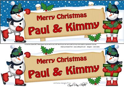 Xmas Paul & Kimmy Snowmen Signpost Large Dl Easicut Decou