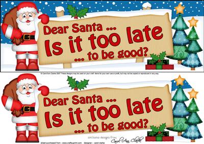 Xmas Dear Santa  -  Signpost Lge Dl Easicut Decoupage