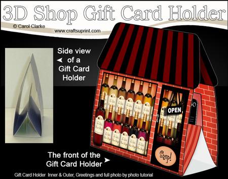 3D Little Wine Shop Gift Card Holder