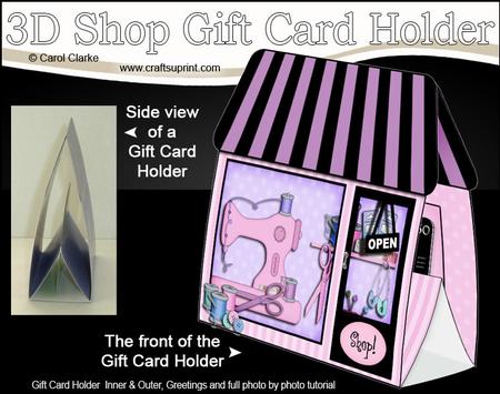 3D Little Sewing Shop Gift Card Holder