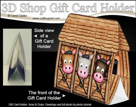 3D Little Gigi Horse Stable Shop Gift Card Holder