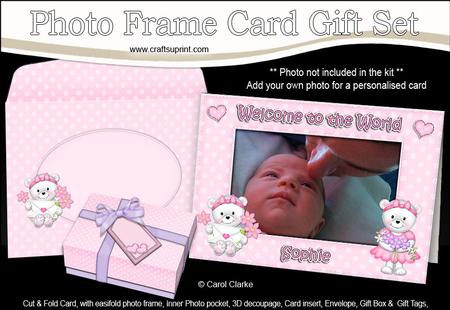 New Baby Girl Sophie Easicut Photo Frame Card Gift Set