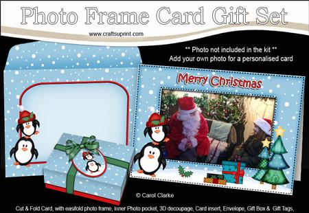 Xmas Penguins Easicut Photo Frame Card Gift Set
