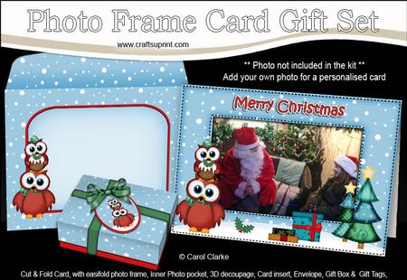Xmas Owls Easicut Photo Frame Card Gift Set