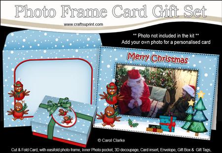 Xmas Robins Easicut Photo Frame Card Gift Set