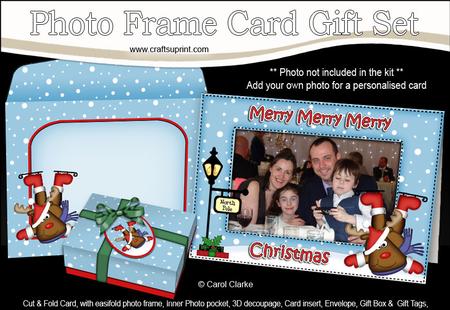 Xmas Rudolph Easicut Photo Frame Card Gift Set