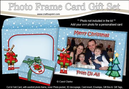 Xmas Rudolph Easicut Photo Frame Card Gift Set