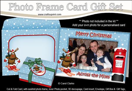Xmas Rudolph Easicut Photo Frame Card Gift Set
