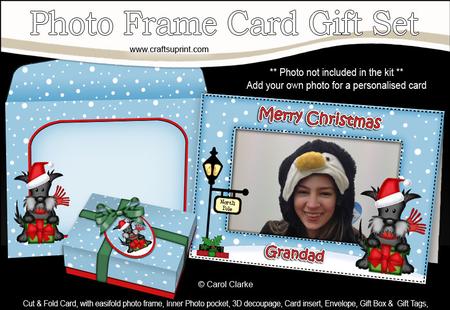 Xmas Scottie Dog Easicut Photo Frame Card Gift Set