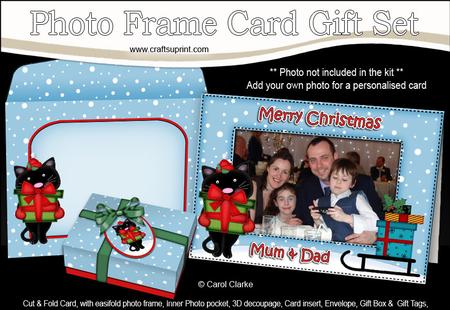 Xmas Cat Easicut Photo Frame Card Gift Set