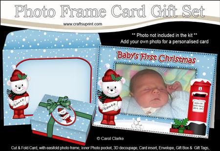 Xmas Teddy Ed Easicut Photo Frame Card Gift Set
