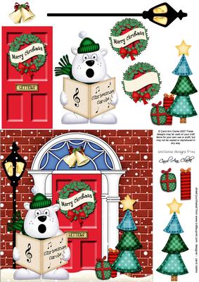 Singing Polar Bear Christmas Door Quick Card & 3D Decoupage