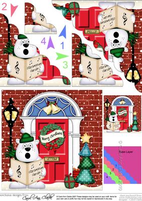 Singing Polar Bear Christmas Door Scallop Corner Stacker