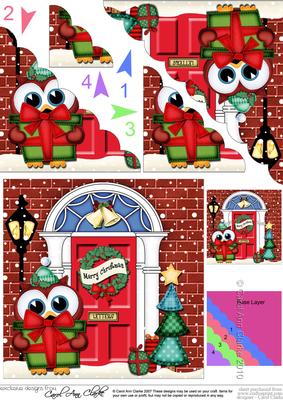 Little Owl's Present Christmas Door Scallop Corner Stacker