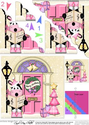 Singing Mily Moo Cow Christmas Door Scallop Corner Stacker