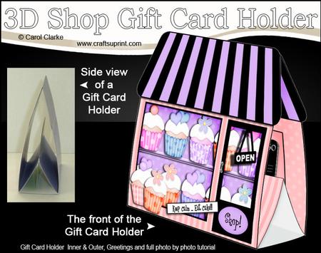 3D Little Cupcake Shop Gift Card Holder