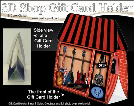 3D Little Guitar Music Shop Gift Card Holder