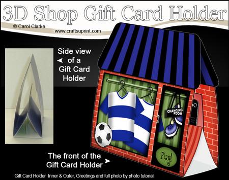 3D Little Football Crazy Shop Gift Card Holder