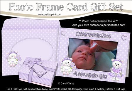 New Baby Girl Easicut Photo Frame Card Gift Set