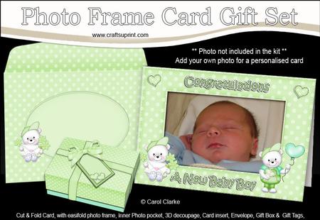 New Baby Boy Easicut Photo Frame Card Gift Set
