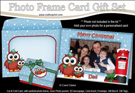 Xmas Dad Owls Easicut Photo Frame Card Gift Set