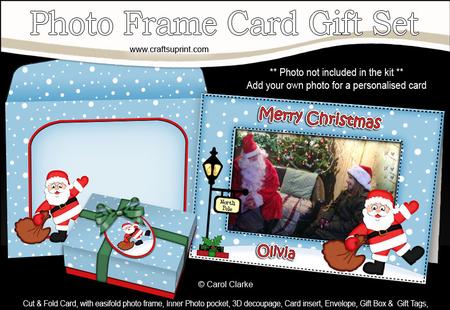 Xmas Olivia Santa Easicut Photo Frame Card Gift Set