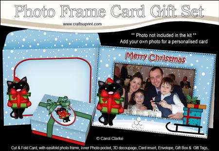 Xmas Cat's Presents Easicut Photo Frame Card Gift Set