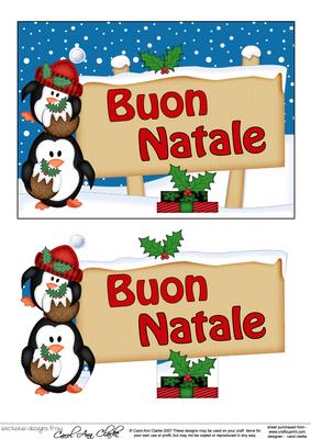 Xmas Italian Penguins Signpost 5x7 Easicut Decoupage