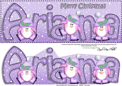 Xmas Ariana Penguins Large Dl & 3D Decoupage