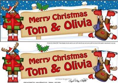 Xmas Tom & Olivia Rudolph Signpost Large Dl Decoupage