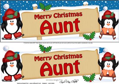 Xmas Aunt Penguins Signpost Lge Dl Easicut 3D Decoupage