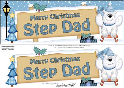Xmas Step Dad Polar Bears Signpost Lge Dl 3D Decoupage