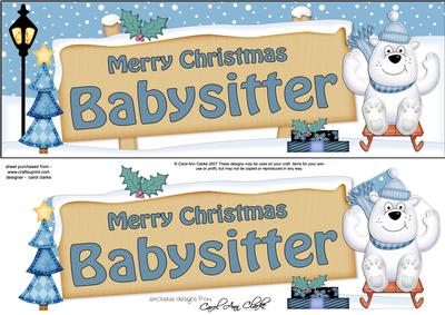 Xmas Babysitter Polar Bears Signpost Lge Dl 3D Decoupage