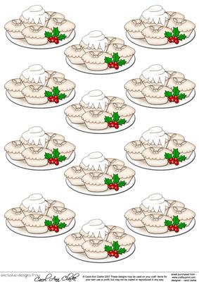 Xmas Mince Pies on a Plate 3D Decoupage Sheet