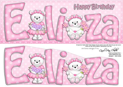 Large Dl Birthday Eliza Teddies Quick Card N 3D Decoupage