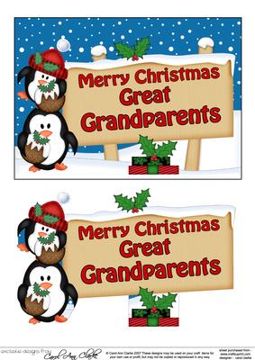 Xmas Great Grandparents Signpost 5x7 Easicut Decoupage