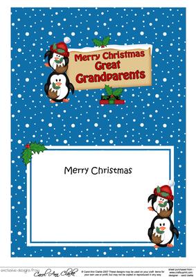 Xmas Great Grandparents Penguins Signpost 5x7 Insert