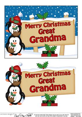 Xmas Great Grandma Signpost 5x7 Easicut Decoupage