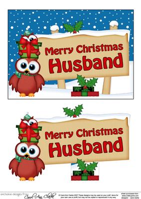 Xmas Husband Owls Signpost 5x7 Easicut Decoupage