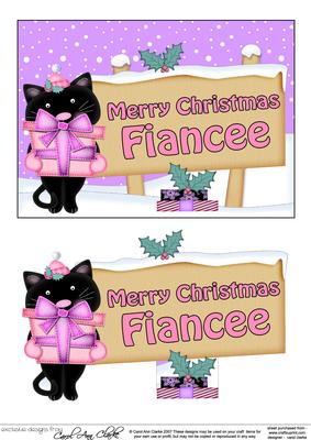 Xmas Fiancee Cat Signpost 5x7 Easicut Decoupage