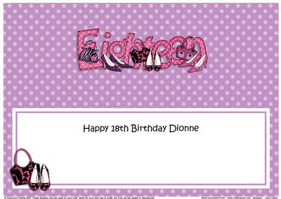18th Birthday Dionne Handbags & Shoes Lge Dl Insert
