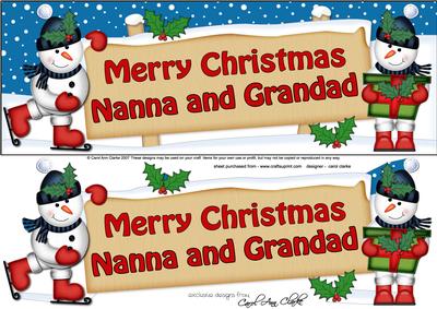 Xmas Nanna & Grandad Snowmen Signpost Lge Dl Decoupag