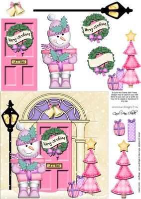 Snowman's Present Christmas Door Quick Card & 3D Decoupage