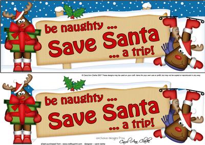 Xmas Rudolph Save Santa Signpost Lge Dl Easicut Decoupage
