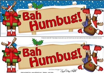 Xmas Rudolph Bah Humbug Signpost Lge Dl Easicut Decoupage