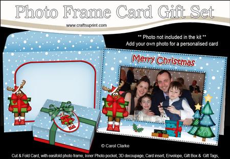 Xmas Rudolph's Present Easicut Photo Frame Card Gift Set