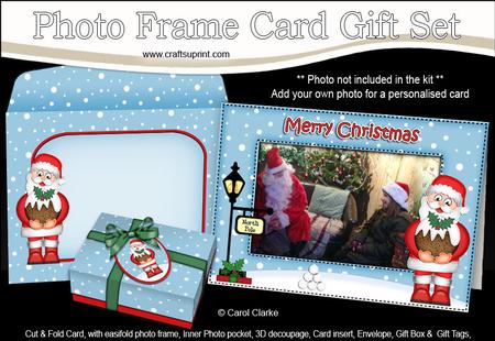Xmas Santa's Pudding Easicut Photo Frame Card Gift Set